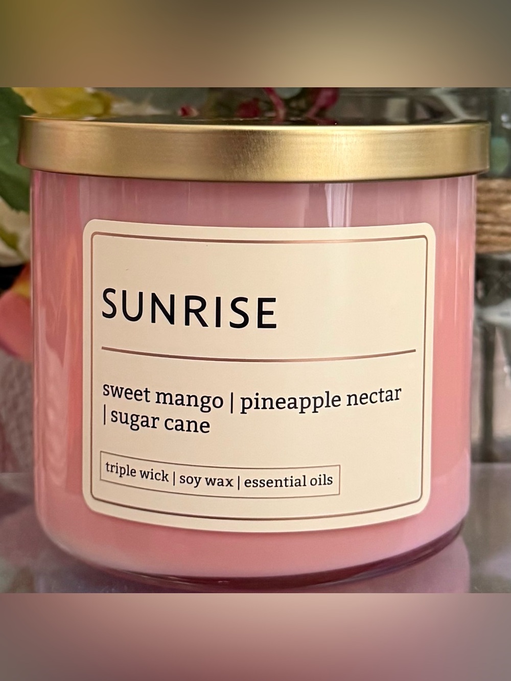🆕🥭 DISTANT LANDS “SUNRISE” 3-WICK SCENTED SOY WAX CANDLE. BRAND NEW.